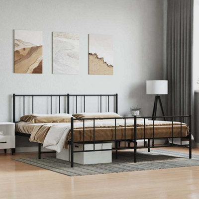Vidaxl Metal Bed Frame Without Mattress With Footboard Black 180X200Cm from B&Q