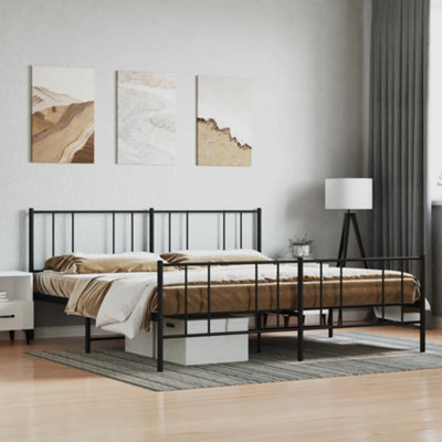 Vidaxl Metal Bed Frame Without Mattress With Footboard Black 200X200Cm from B&Q