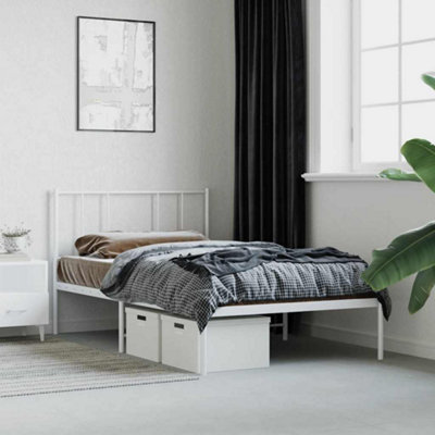 Vidaxl Metal Bed Frame Without Mattress With Headboard White 75X190Cm from B&Q