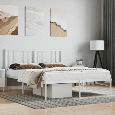 Vidaxl Metal Bed Frame Without Mattress With Headboard White 120X200Cm from B&Q
