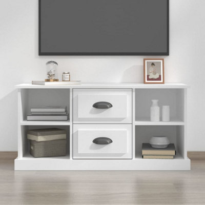VIDAXL TV Cabinet - 2 Drawer 4 Shelf - White - Engineered Wood - Image 3