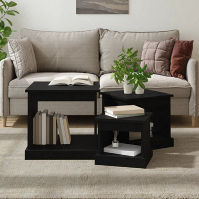 Vidaxl Coffee Tables 3 Pcs Engineered Wood Black