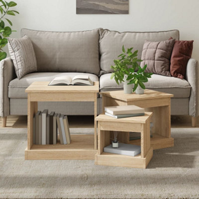 B&Q -  Coffee Tables 3 Pcs Sonoma Oak Engineered Wood