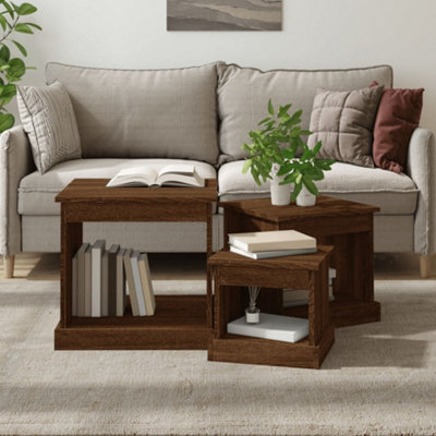 Vidaxl Coffee Tables 3 Pcs Oak Engineered Wood Brown