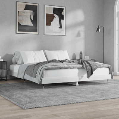 Vidaxl (High Gloss White, 140 X 200 Cm) Bed Frame Bedroom Platform Bed Frame Bedstead Bed Base Engineered Wood - Image 3