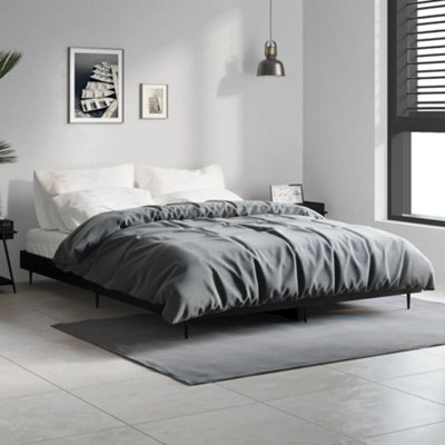 B&Q -  Bed Frame Without Mattress Black 135X190 Cm Double Engineered Wood