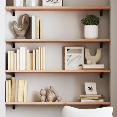 B&Q -  Wall Shelf 100X20X2 Cm Untreated Solid Wood Oak