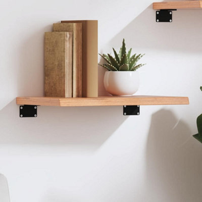 VIDAXL Wall Shelf - 40x30x2 cm - Solid Oak Wood - Light Brown - Image 4