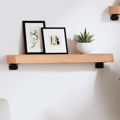 B&Q -  Wall Shelf Light Brown 60X10X6 Cm Treated Solid Wood Oak