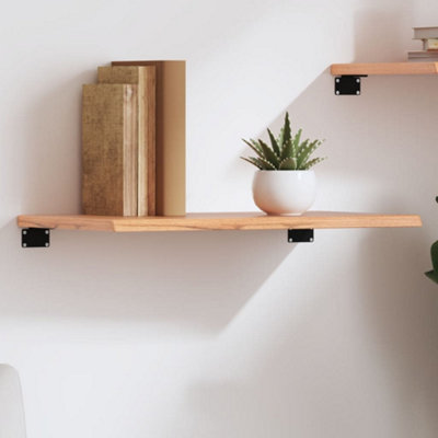 vidaXL Solid Oak Wall Shelf 60 x 30 x 2cm Light Brown - Image 3