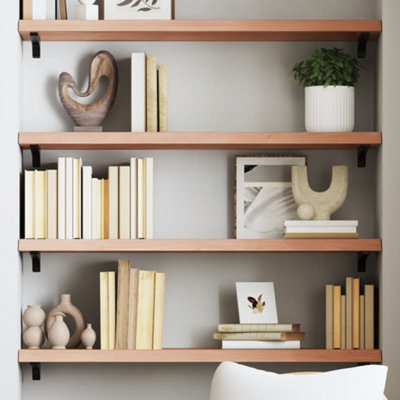Vidaxl Wall Shelf Light Brown 100X30X(2-4) Cm Treated Solid Wood Oak from B&Q