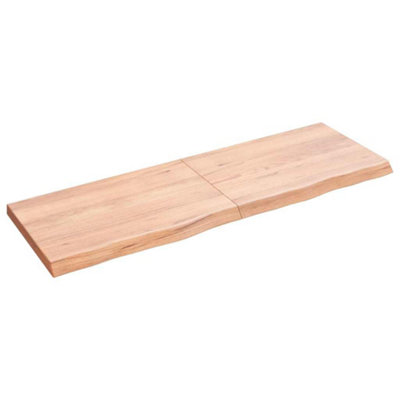 B&Q -  Wall Shelf Light Brown 120X40X(2-4) Cm Treated Solid Wood Oak