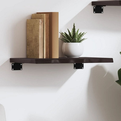 Vidaxl Wall Shelf Dark Brown 40X30X2 Cm Treated Solid Wood Oak from B&Q