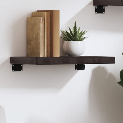 B&Q -  Wall Shelf Dark Brown 40X30X(2-4) Cm Treated Solid Wood Oak