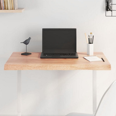 B&Q -  Table Top Light Brown 80X40X(2-4) Cm Treated Solid Wood Live Edge Table Tops
