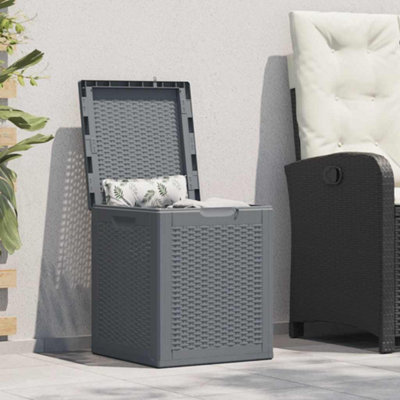 vidaXL Garden Storage Box Grey PP Rattan 90 L - Image 4