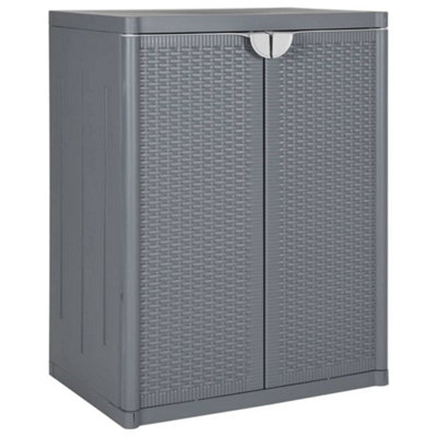 Vidaxl Garden Storage Cabinet Grey 65X45X88 Cm Pp Rattan from B&Q