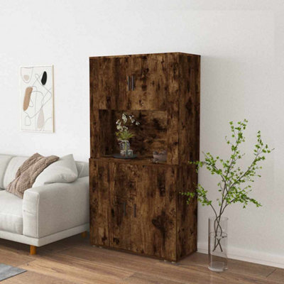 Vidaxl Highboard Smoked Oak Engineered Wood Cupboard Sideboard Storage Cabinet - Image 4