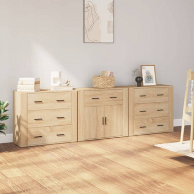 Vidaxl Sideboards 3 Pcs Sonoma Oak Engineered Wood from B&Q