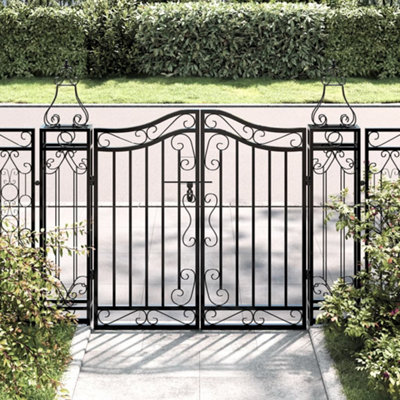 Vidaxl Garden Gate Black 121X8X100 Cm Wrought Iron Garden Gates from B&Q