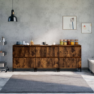 Vidaxl Sideboards 3 Pcs Smoked Oak 60X35X70 Cm Engineered Wood from B&Q