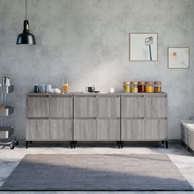 B&Q -  Sideboards 3 Pcs Grey Sonoma 60X35X70 Cm Engineered Wood