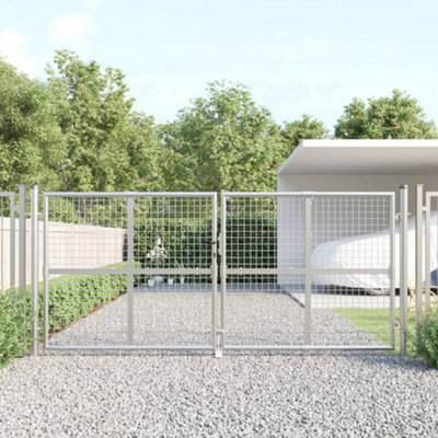 B&Q -  Mesh Garden Gate Silver 300X175 Cm Galvanised Steel Garden Gates