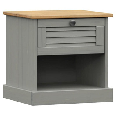 Vidaxl Bedside Cabinet Vigo Grey 42X35X42 Cm Solid Wood Pine from B&Q