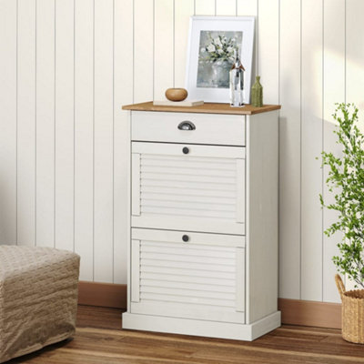 B&Q -  Shoe Cabinet Vigo 60X35X96 Cm White Solid Wood Pine