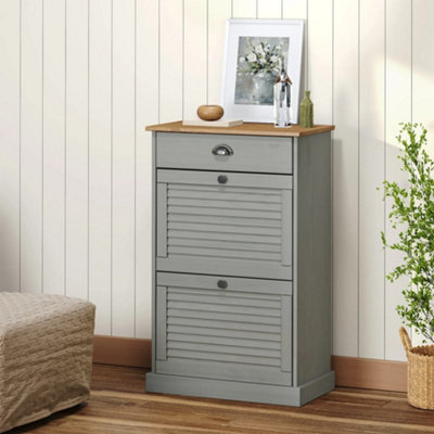 B&Q -  Shoe Cabinet Vigo 60X35X96 Cm Grey Solid Wood Pine