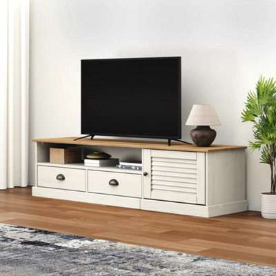 B&Q -  Tv Cabinet Vigo White 156X40X40 Cm Solid Wood Pine