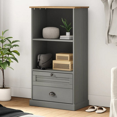 B&Q -  Bookcase Vigo Grey 60X35X114.5 Cm Solid Wood Pine