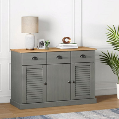 Vidaxl Sideboard With Drawers Vigo 113X40X75 Cm Grey Solid Wood Pine from B&Q