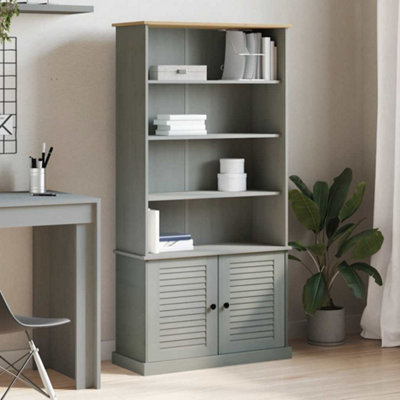 Vidaxl Bookcase Vigo Grey 85X35X170 Cm Solid Wood Pine from B&Q