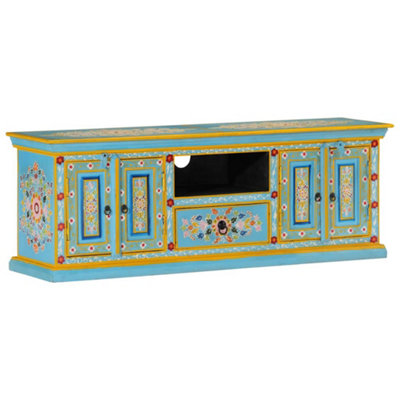 B&Q -  Tv Cabinet Blue 110X30X40 Cm Solid Wood Mango