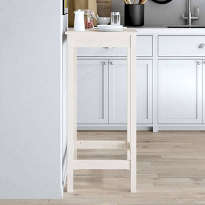Vidaxl Bar Table - White - 50x50x110 cm - Solid Pine Wood - Image 3
