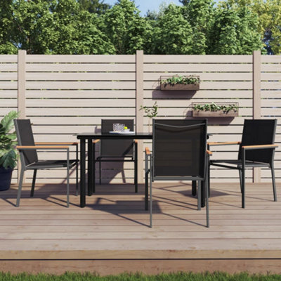 B&Q -  Garden Chairs 4 Pcs Black 55X61.5X90 Cm Textilene And Steel