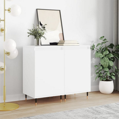 Single Door Wooden Sideboard Set Of 2 White Vidaxl - Image 4