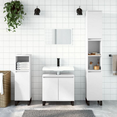 2 Door 2 Open Shelf Bathroom Cabinet White Vidaxl - Image 5
