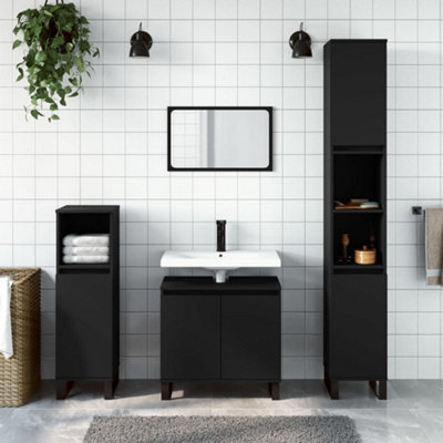 Vidaxl Bathroom Cabinet 30X30x190 Cm Engineered Wood Black