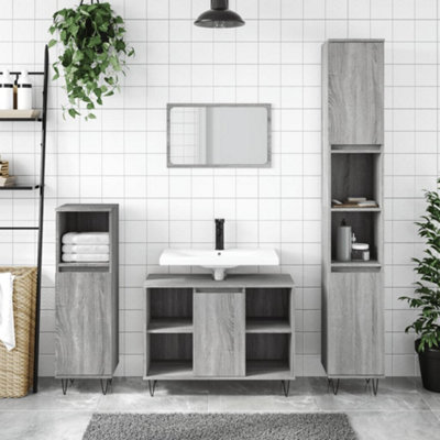 Vidaxl Bathroom Cabinet Grey Sonoma 30X30X100 Cm Engineered Wood from B&Q