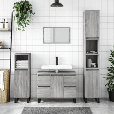 Vidaxl Bathroom Cabinet Grey Sonoma 30X30X100 Cm Engineered Wood from B&Q