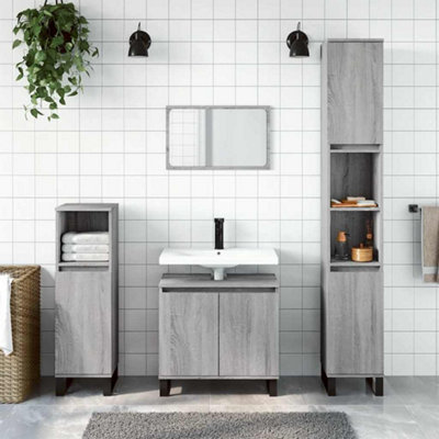 B&Q -  Bathroom Cabinet Grey Sonoma 58X33X60 Cm Engineered Wood