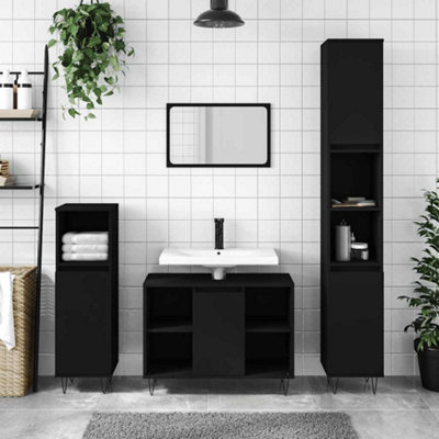 B&Q -  Bathroom Cabinet Black 80X33X60 Cm Engineered Wood