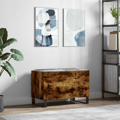 Vidaxl Record Cabinet Smoked Oak 74.5X38x48 Cm Engineered Wood