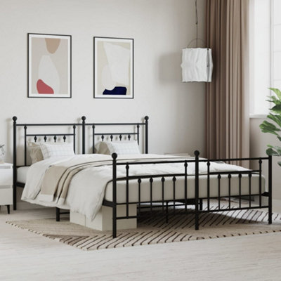 Vidaxl Metal Bed Frame Without Mattress With Footboard Black 180X200Cm from B&Q