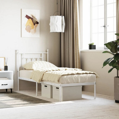 Vidaxl Metal Bed Frame Without Mattress With Headboard White 75X190Cm from B&Q