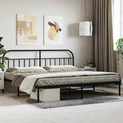 Vidaxl Metal Bed Frame Without Mattress With Headboard Black 200X200Cm from B&Q