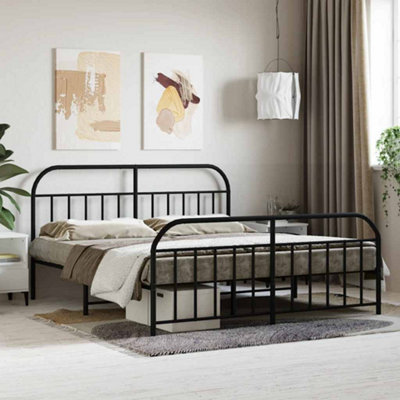 Vidaxl Metal Bed Frame Without Mattress With Footboard Black 180X200Cm from B&Q
