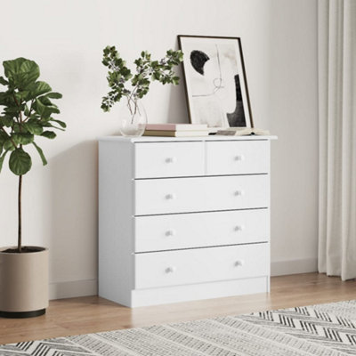 B&Q -  Chest Of Drawers Alta White 77X35X73 Cm Solid Wood Pine